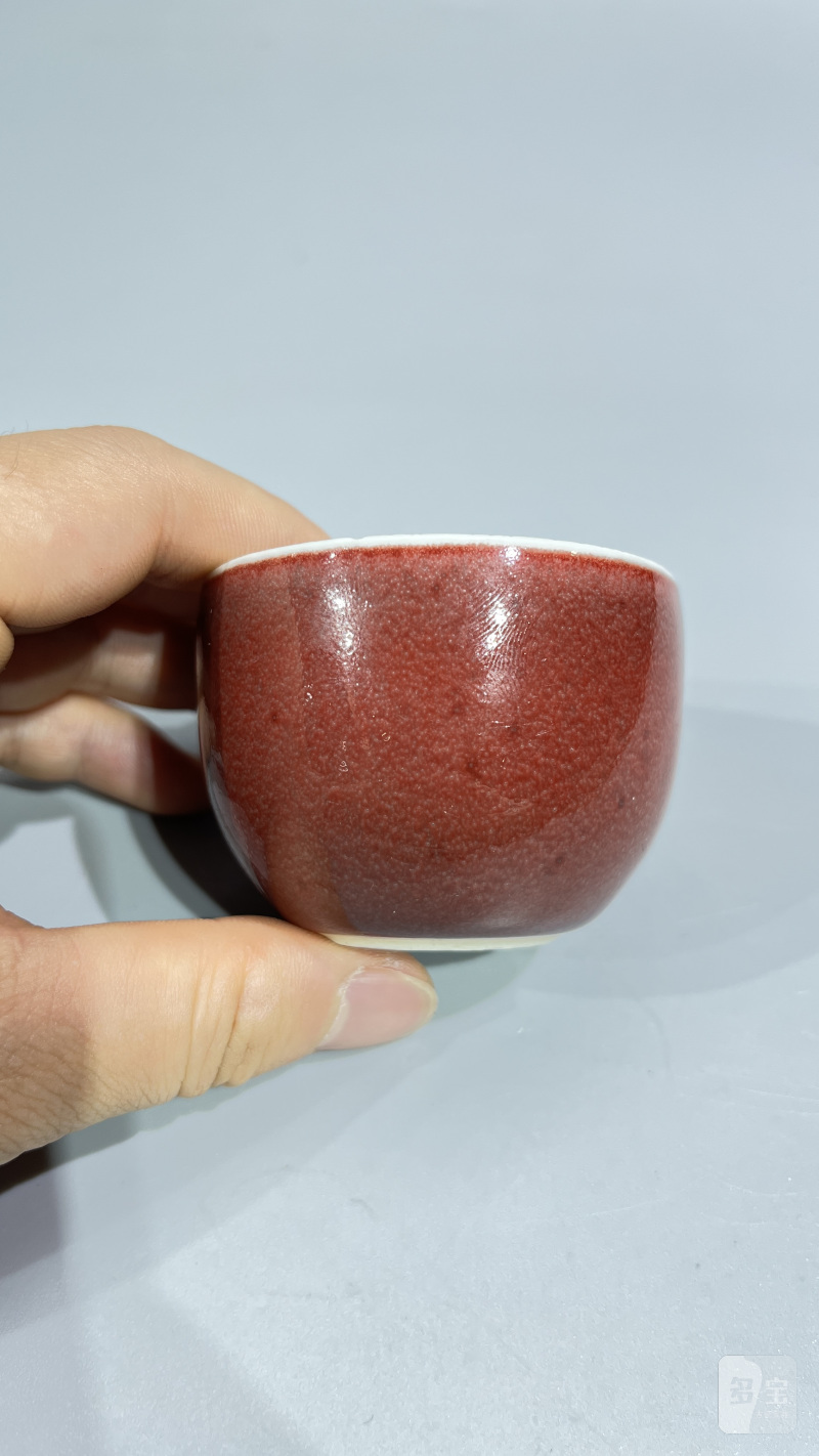 清 红釉杯（一对） - 图8